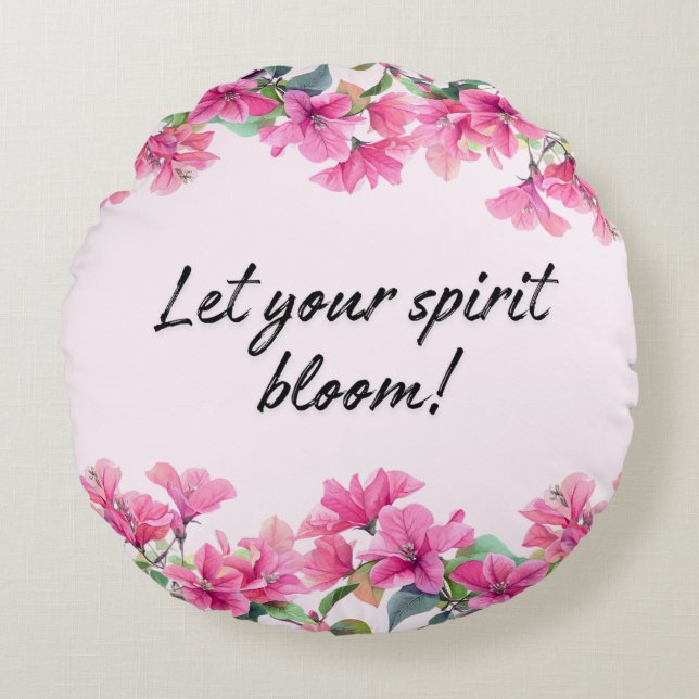 Pink Blossom Spirit Round Pillow (Front)