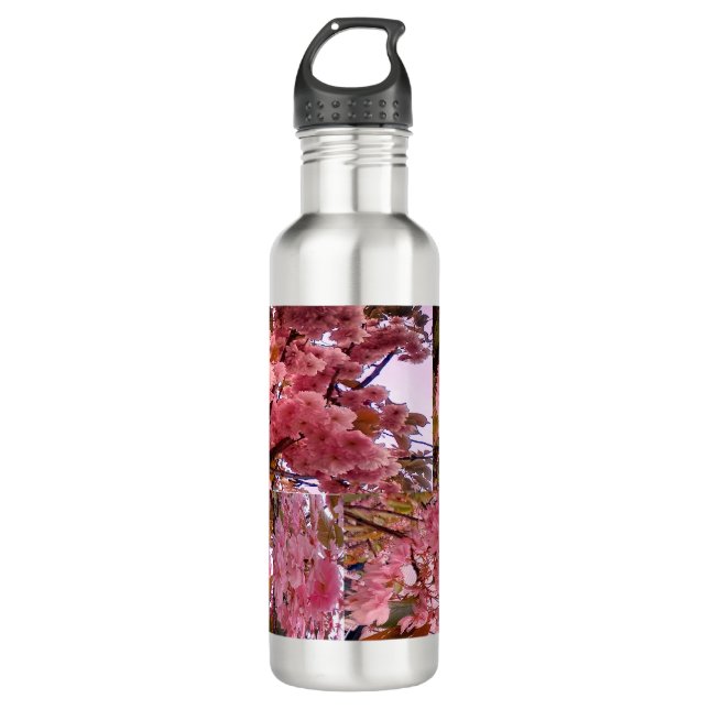 Pink blossom stainless steel water bottle (Front)
