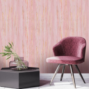 Pink Blossom strokes and gold Abstract Wallpaper