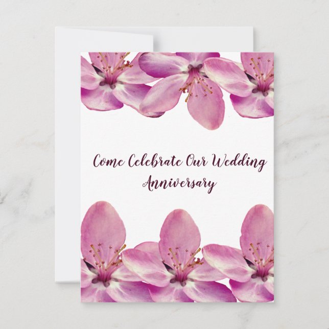 Pink blossom Wedding Anniversary Invitations (Front)