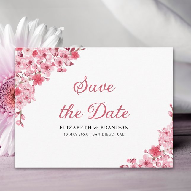 Pink Blossom Wedding – Elegant Sakura Flowers Postcard (Creator Uploaded)