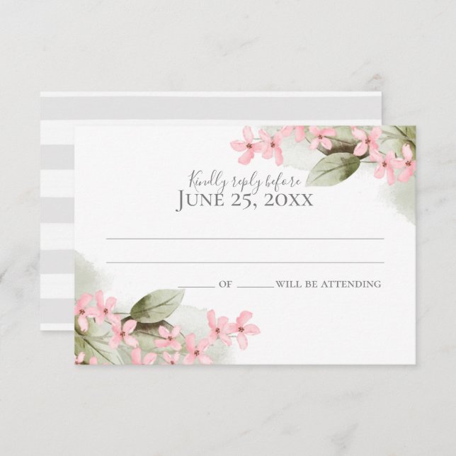 Pink Blossom Wedding Response Invitation (Front/Back)
