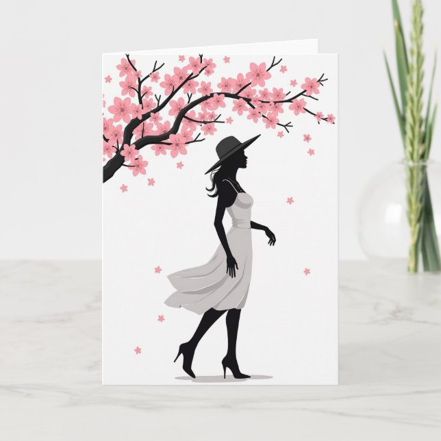 Pink Blossom Woman Art Card (Front)