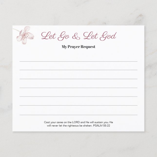 Pink Blossom Women's Prayer Request Card Flyer (Front)
