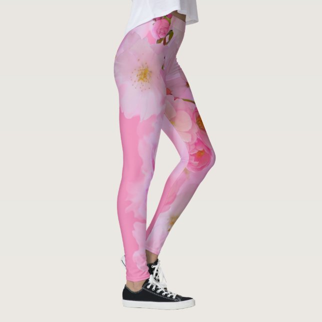 Pink Blossom Yoga Leggings (Right)