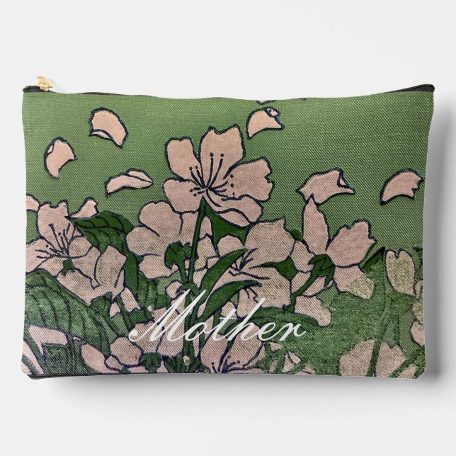 Pink BlossomGreen Print Cut Sew Bag (Front)