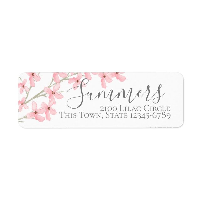 Pink Blossoms Address Label (Front)