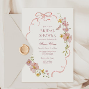 Pink Blossoms and Bows Bridal Shower Invitation