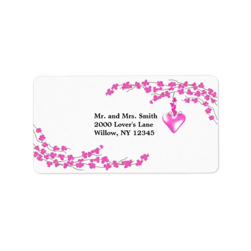 Pink Blossoms and Heart Label