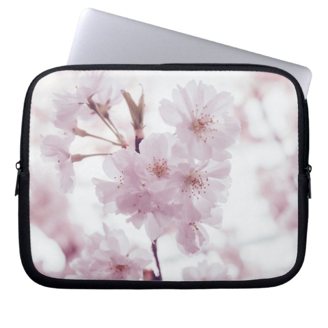 pink blossoms bright laptop sleeve (Front)