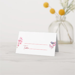Pink Blossoms Flower Watercolor feminine Wedding Place Card