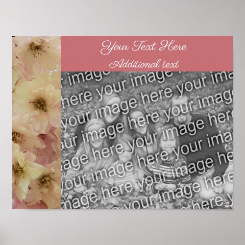 Pink Blossoms Frame Personalized Add Your Photo Poster
