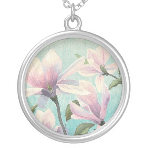 Pink Blossoms from the South Silver Plated Necklace