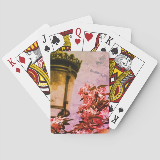 Pink Blossoms, Lamp Photography  Playing Cards (Back)