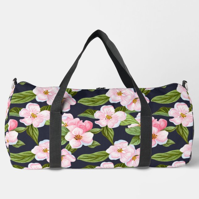 Pink Blossoms Large Duffel Bag (Front)