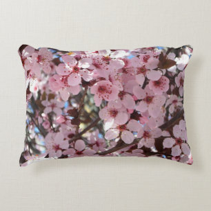 Pink Blossoms on Ornamental Flowering Tree Decorative Pillow