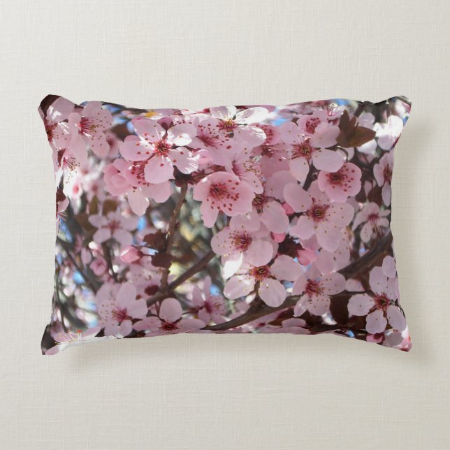 Pink Blossoms on Ornamental Flowering Tree Decorative Pillow (Front)
