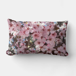 Pink Blossoms on Ornamental Flowering Tree Lumbar Pillow