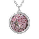 Pink Blossoms on Ornamental Flowering Tree Silver Plated Necklace
