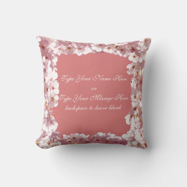 Pink Blossoms Pillow Personalized Flower Pillow (Front)