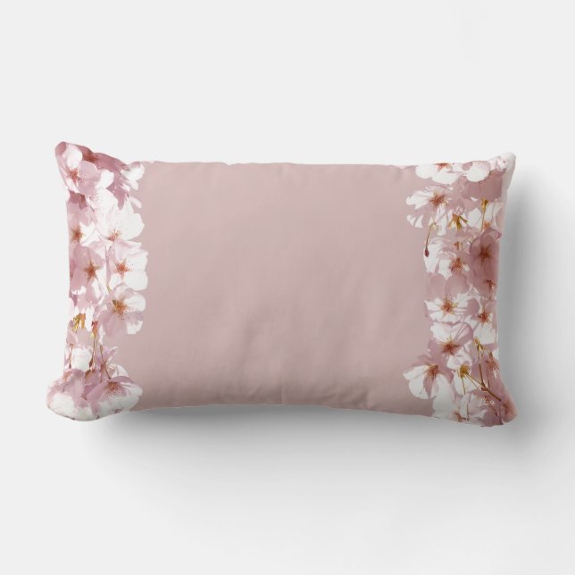 Pink Blossoms Pillow White Flower Pillow (Front)