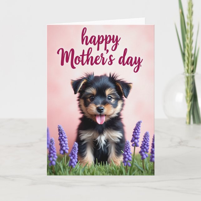 Pink Blossoms Puppy Love Card (Front)