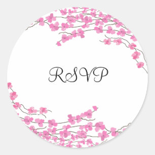 Pink Blossoms RSVP Classic Round Sticker