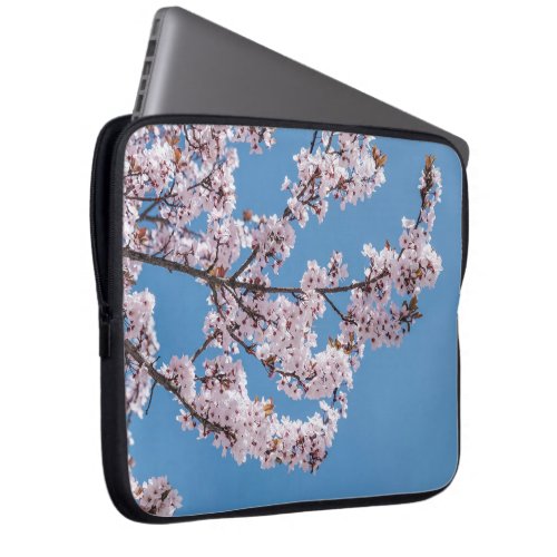 pink blossoms sky laptop sleeve