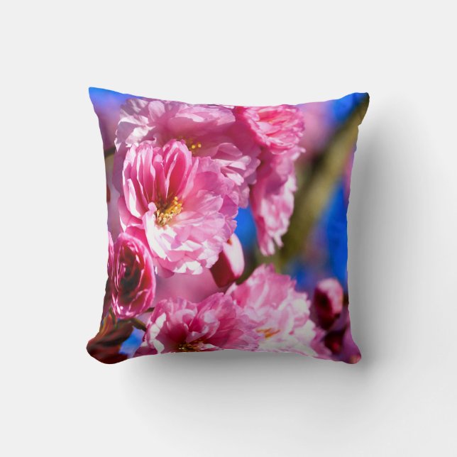 Pink Blossoms Throw Pillow (Front)