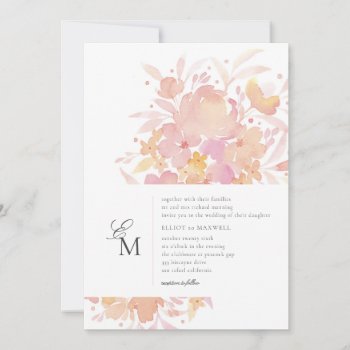 Pink Blossoms Watercolor Floral Wedding Invitation by fourwetfeet at Zazzle