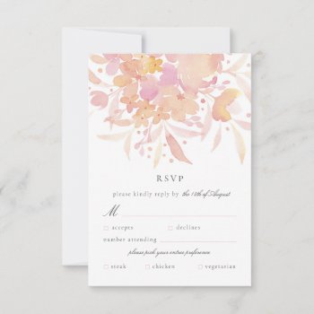 Pink Blossoms Watercolor Floral Wedding Rsvp Cards by fourwetfeet at Zazzle