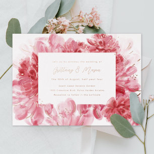 Pink Blossoms Wedding Gold Foil Invitation