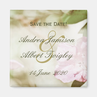 Pink Blossoms Wedding Save the Date Magnet