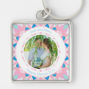 Pink Blue 5th Wedding Anniversary Keepsake Gift Keychain