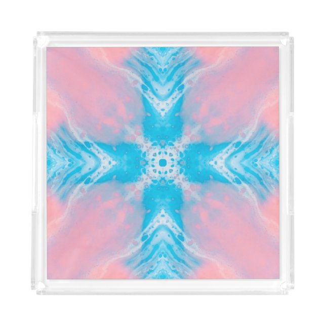 Pink Blue Abstract Acrylic Tray (Front)