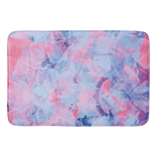Pink Blue Abstract Brush Strokes Design Bath Mat
