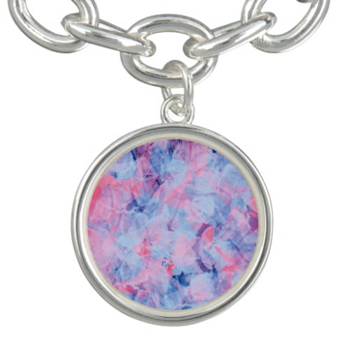 Pink Blue Abstract Brush Strokes Design Bracelet