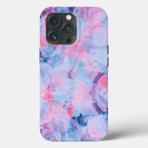 Pink Blue Abstract Brush Strokes Design iPhone 13 Pro Case