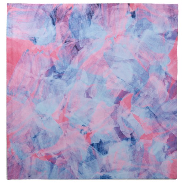 Pink Blue Abstract Brush Strokes Design Cloth Napkin (Front)