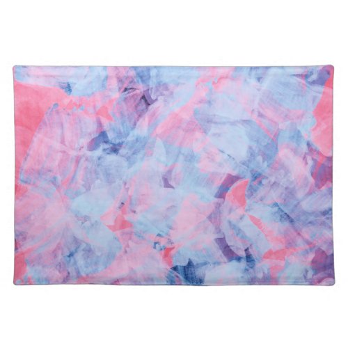 Pink Blue Abstract Brush Strokes Design Cloth Placemat