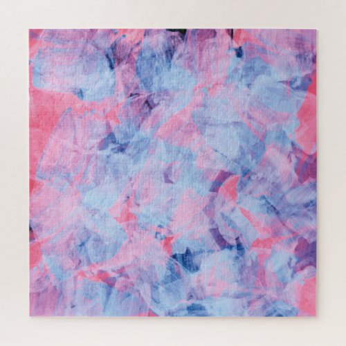 Pink Blue Abstract Brush Strokes Design Jigsaw Puzzle