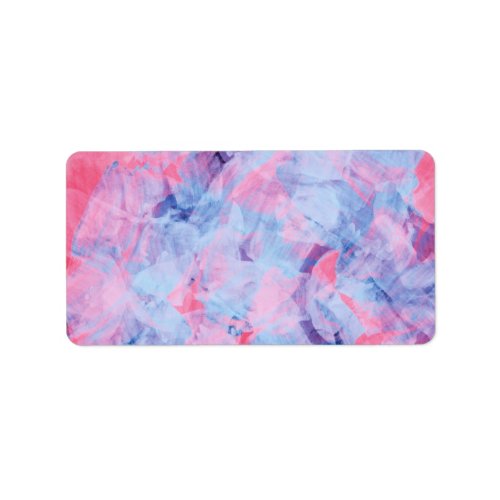 Pink Blue Abstract Brush Strokes Design Label