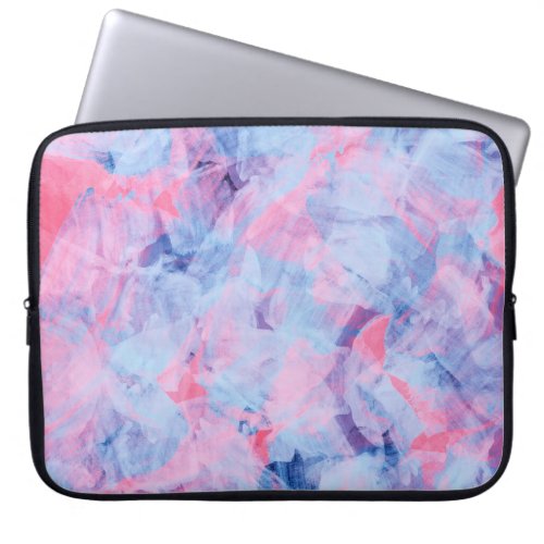Pink Blue Abstract Brush Strokes Design Laptop Sleeve