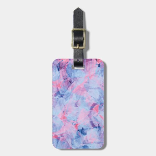 Pink Blue Abstract Brush Strokes Design Luggage Tag