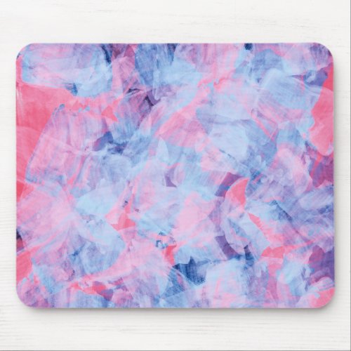 Pink Blue Abstract Brush Strokes Design Mouse Pad