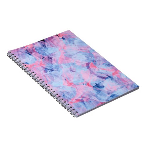 Pink Blue Abstract Brush Strokes Design Notebook
