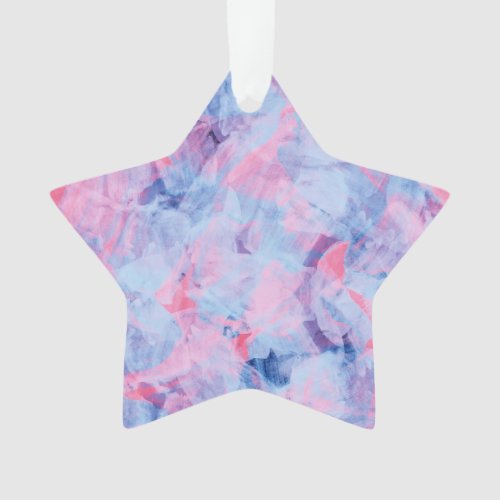 Pink Blue Abstract Brush Strokes Design Ornament