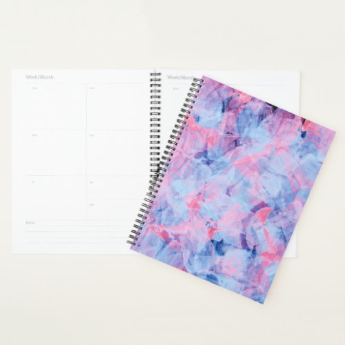 Pink Blue Abstract Brush Strokes Design Planner
