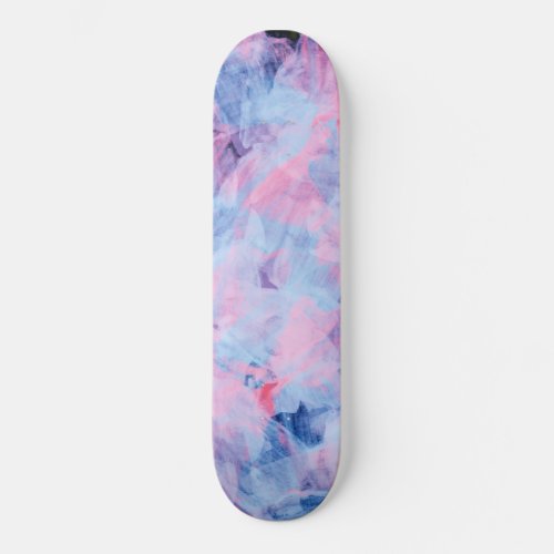 Pink Blue Abstract Brush Strokes Design Skateboard