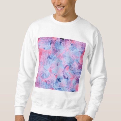 Pink Blue Abstract Brush Strokes Design Sweatshirt